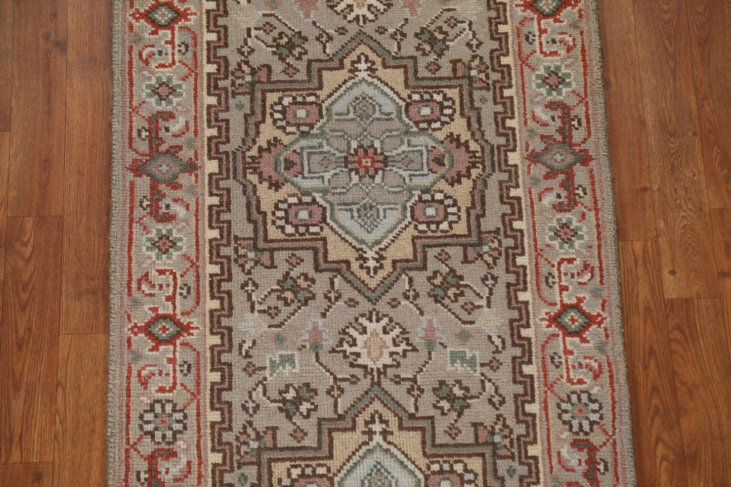 Geometric Heriz Serapi Runner Rug 3x8