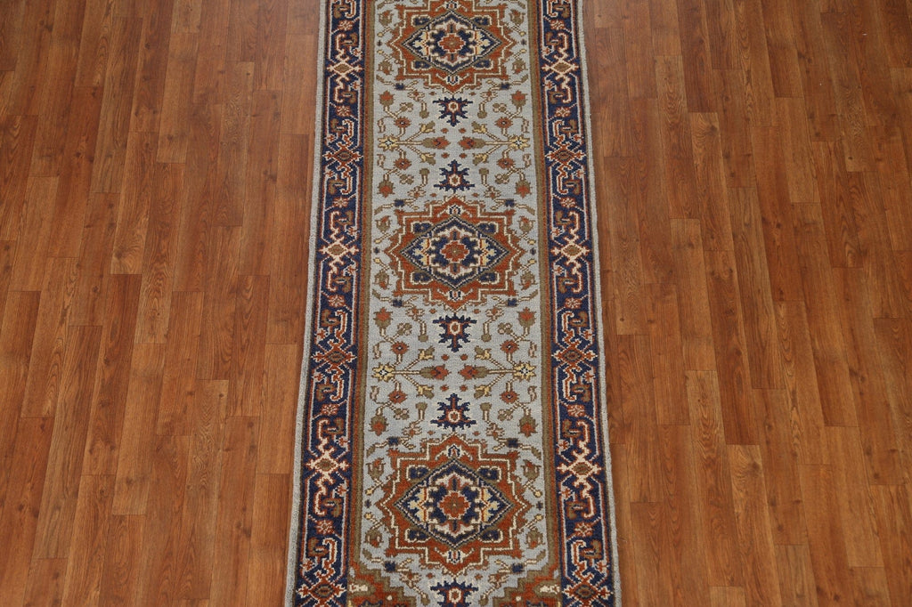 Geometric Heriz Serapi Runner Rug 3x8