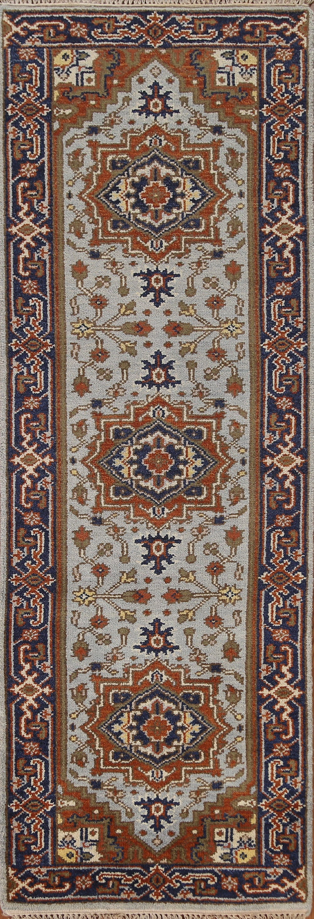 Geometric Heriz Serapi Runner Rug 3x8