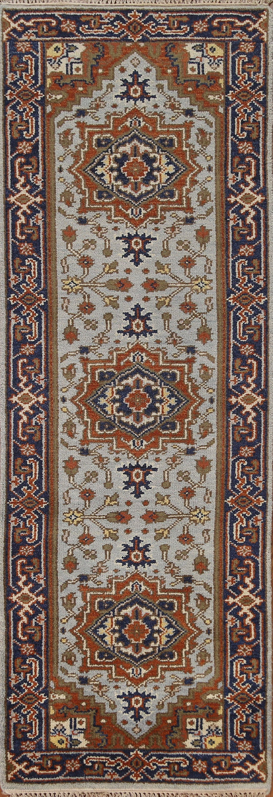 Geometric Heriz Serapi Runner Rug 3x8