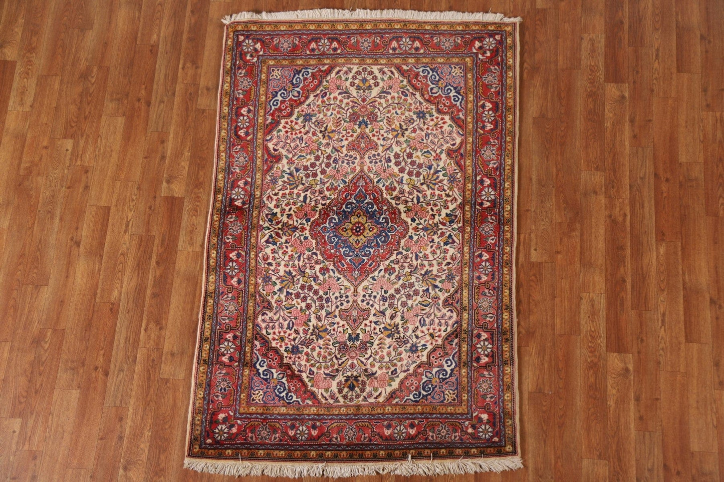 Handmade Floral Zanjan Persian Area Rug 4x5