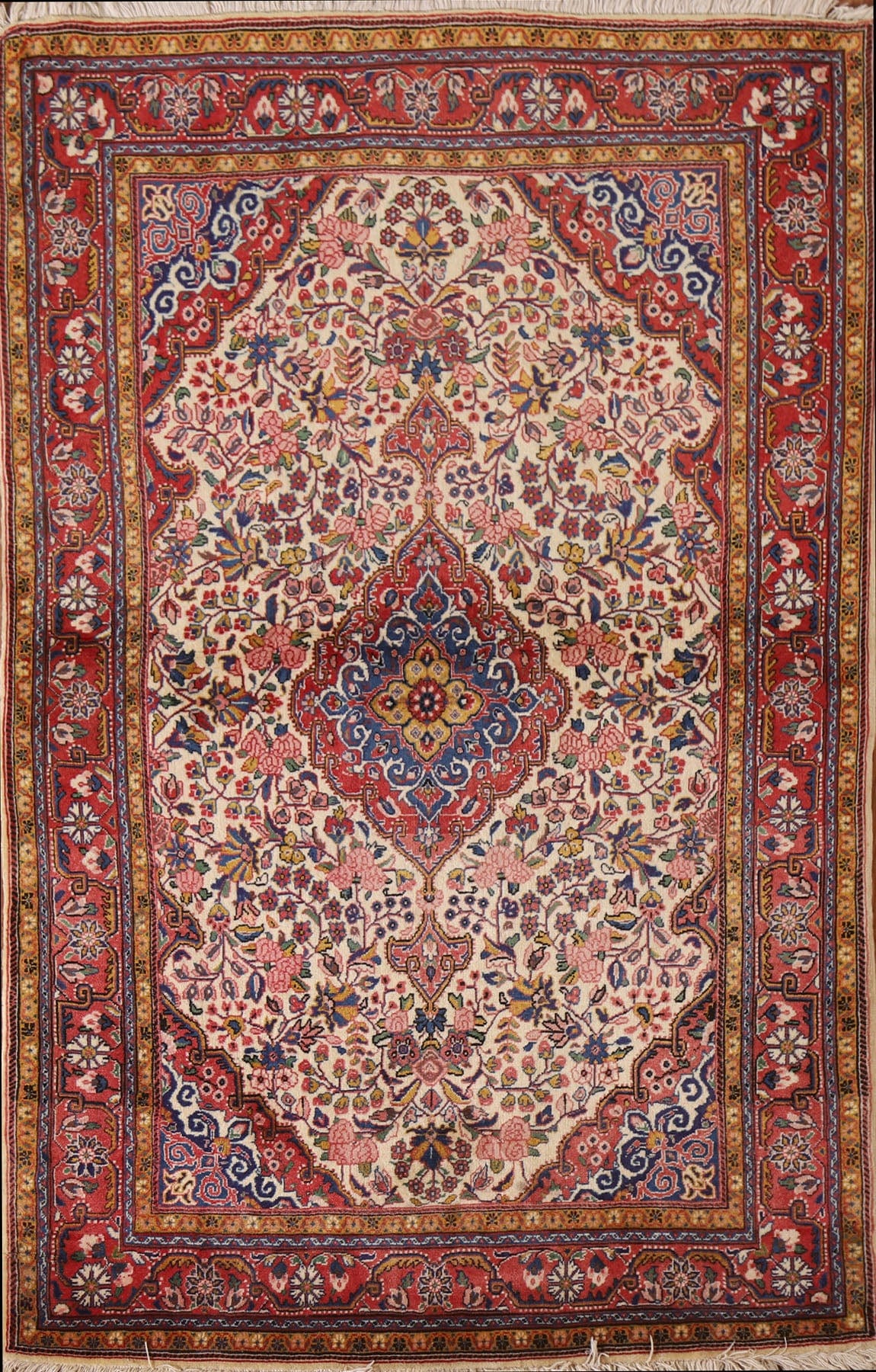 Handmade Floral Zanjan Persian Area Rug 4x5