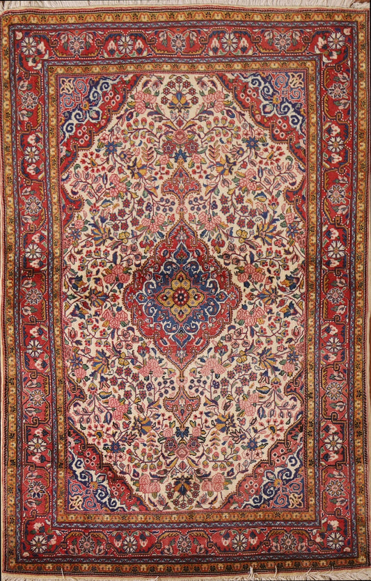 Handmade Floral Zanjan Persian Area Rug 4x5