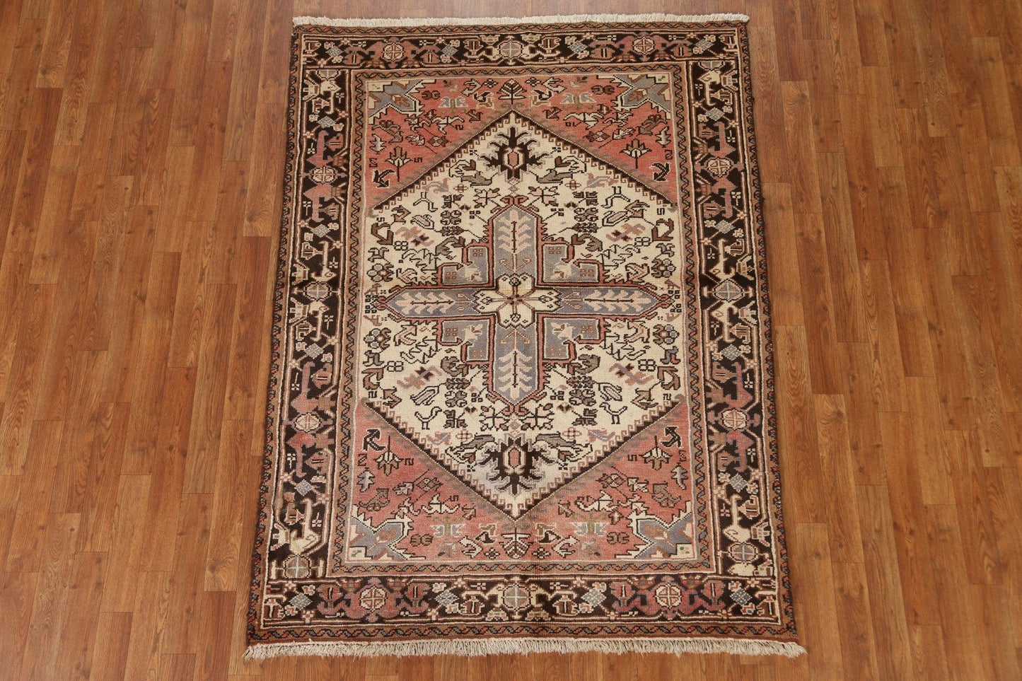 Vintage Heriz Persian Area Rug 5x6