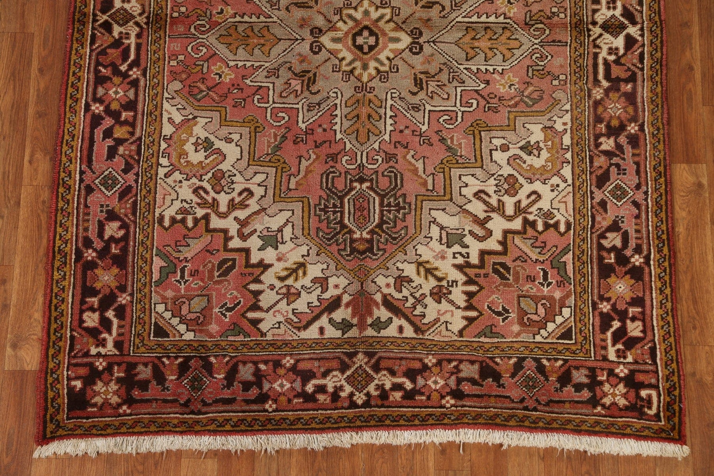 Vintage Geometric Heriz Persian Area Rug 5x7