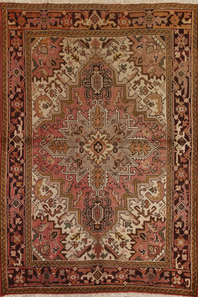 Vintage Geometric Heriz Persian Area Rug 5x7