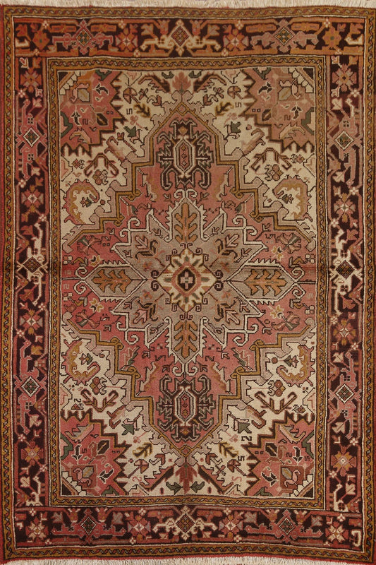 Vintage Geometric Heriz Persian Area Rug 5x7