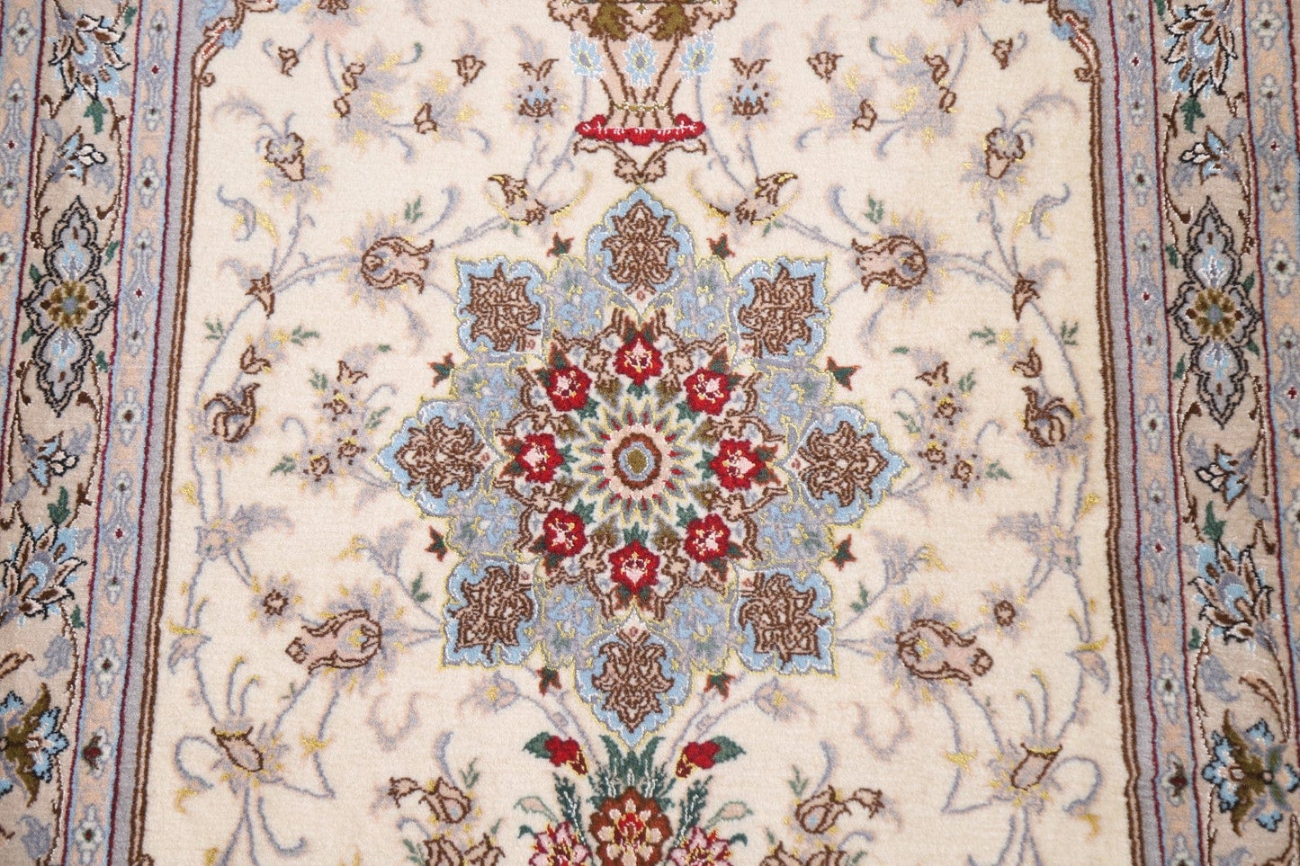 Vegetable Dye Wool & Silk Isfahan Persian Rug 3x4