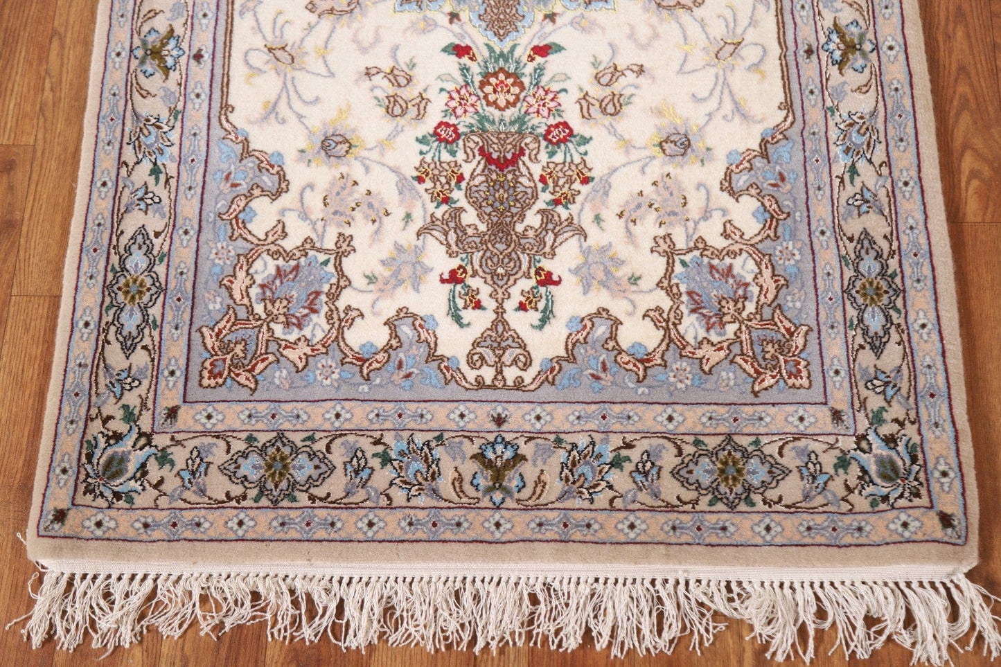 Vegetable Dye Wool & Silk Isfahan Persian Rug 3x4