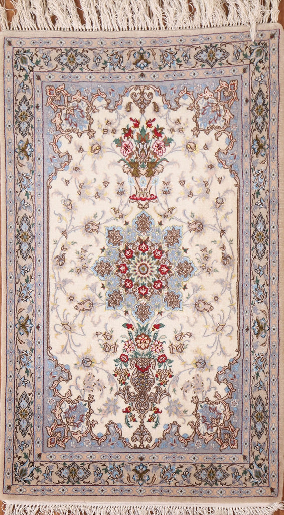 Vegetable Dye Wool & Silk Isfahan Persian Rug 3x4