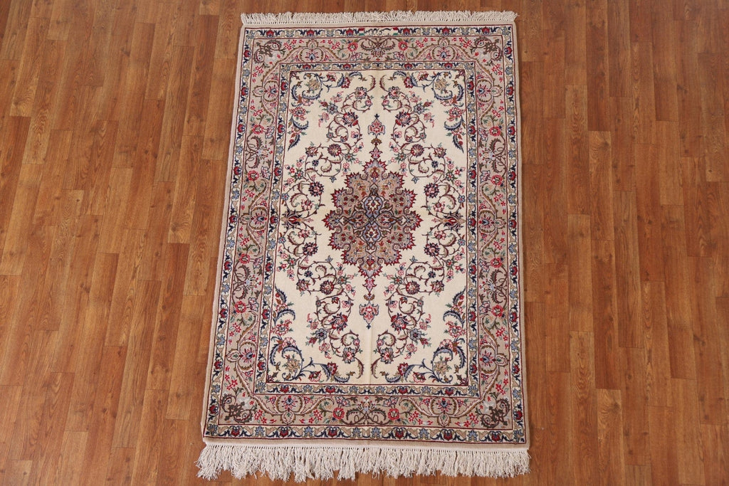 Vegetable Dye Isfahan Signed Persian Area Rug 4x6