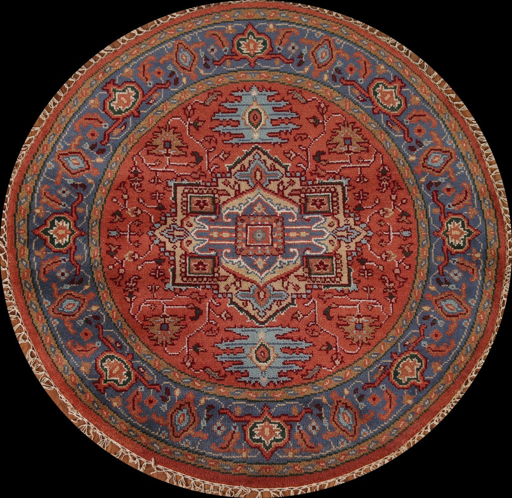 Round Heriz Serapi Area Rug 5x5