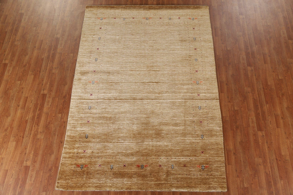 Tribal Gold Gabbeh Wool Area Rug 7x10