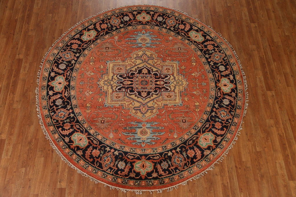 Geometric Heriz Serapi Round Area Rug 8x8