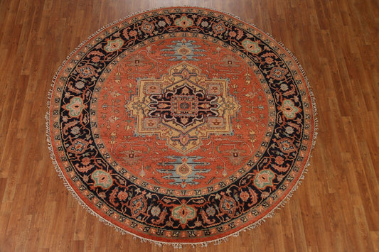 Geometric Heriz Serapi Round Area Rug 8x8