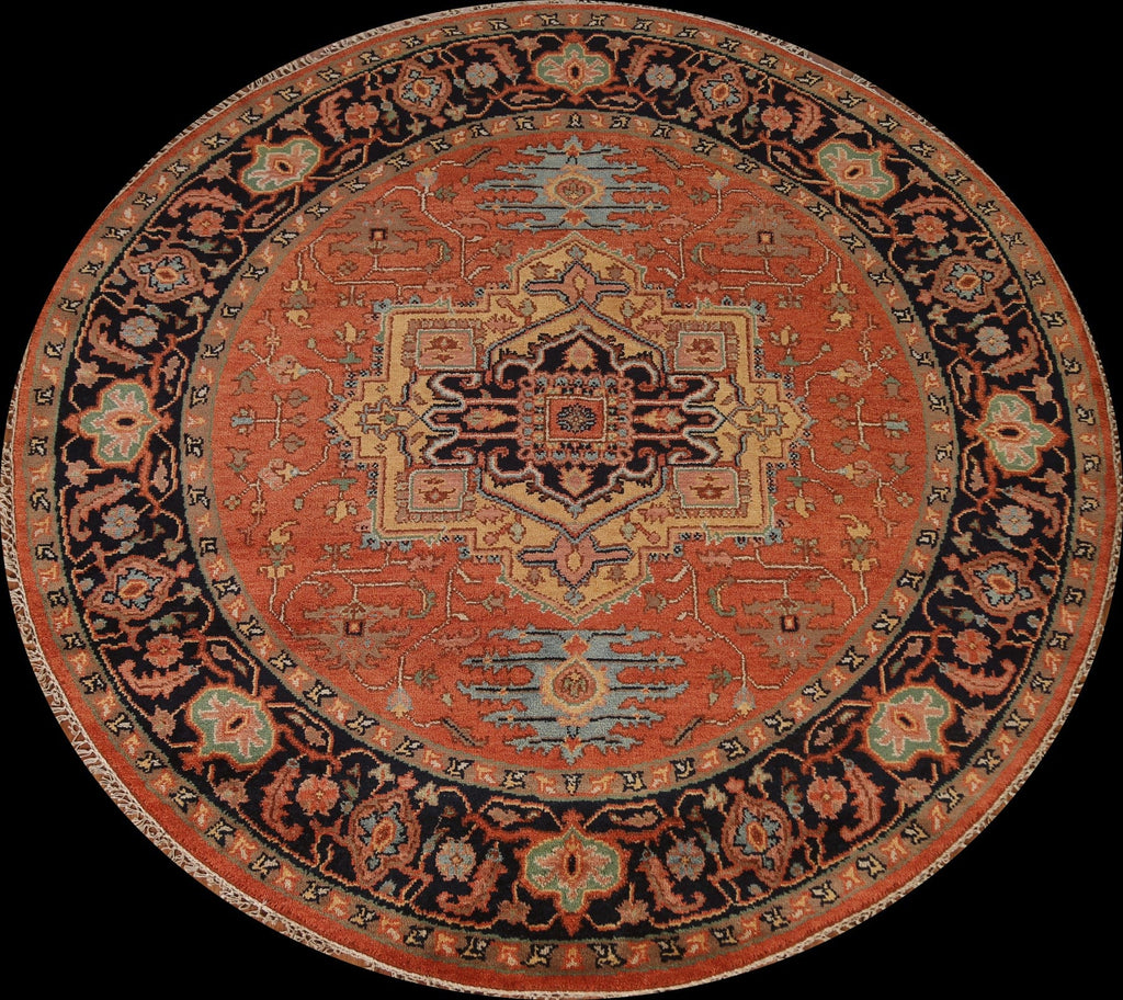 Geometric Heriz Serapi Round Area Rug 8x8