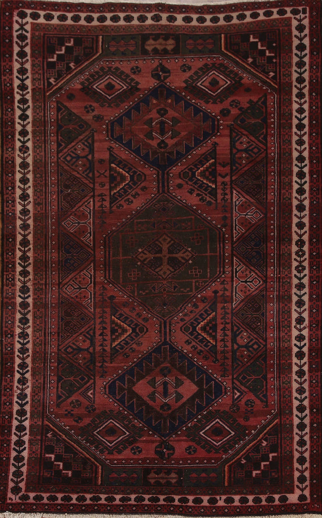 Antique Qashqai Persian Area Rug 5x8