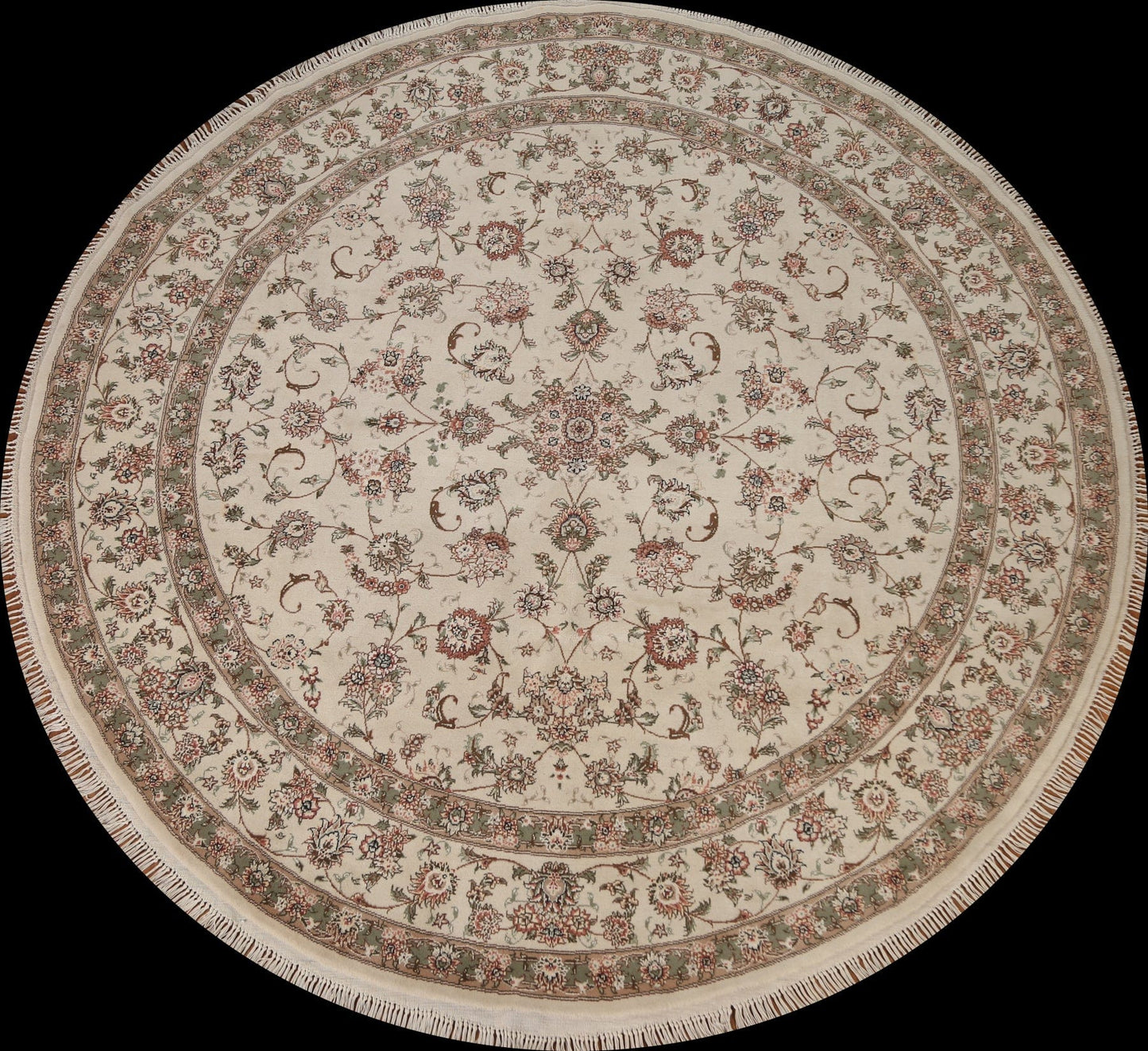 Round Tabriz Floral Area Rug 8x8