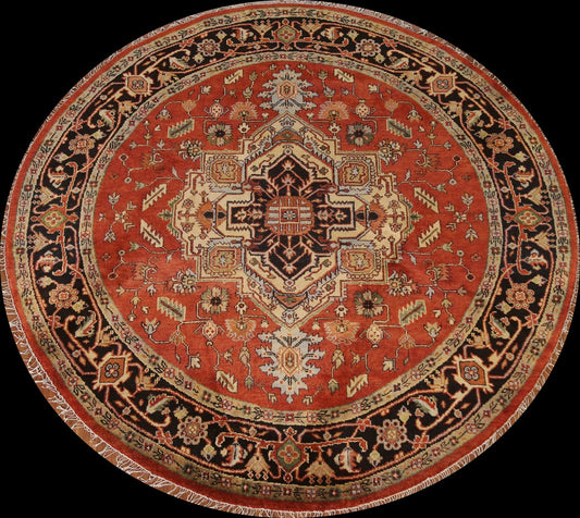 Round Heriz Oriental Area Rug 8x8