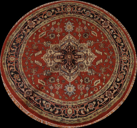 Handmade Heriz Round Area Rug 6x6