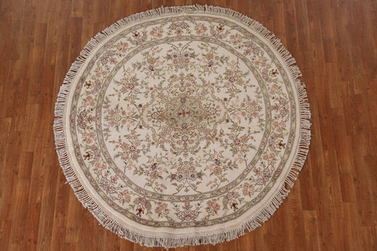 Floral Tabriz Round Area Rug 5x5