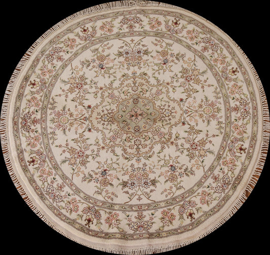 Floral Tabriz Round Area Rug 5x5