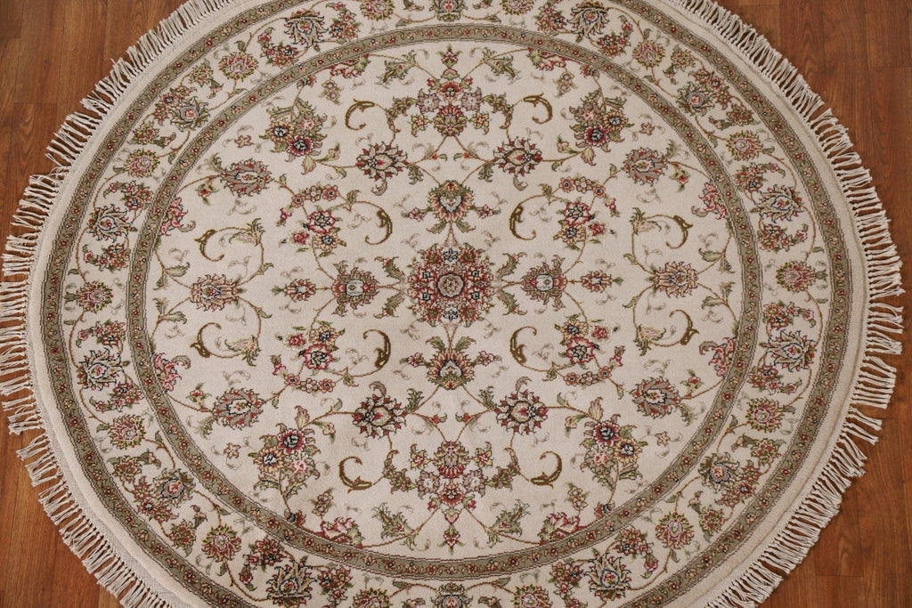 Round Floral Tabriz Oriental Area Rug 5x5