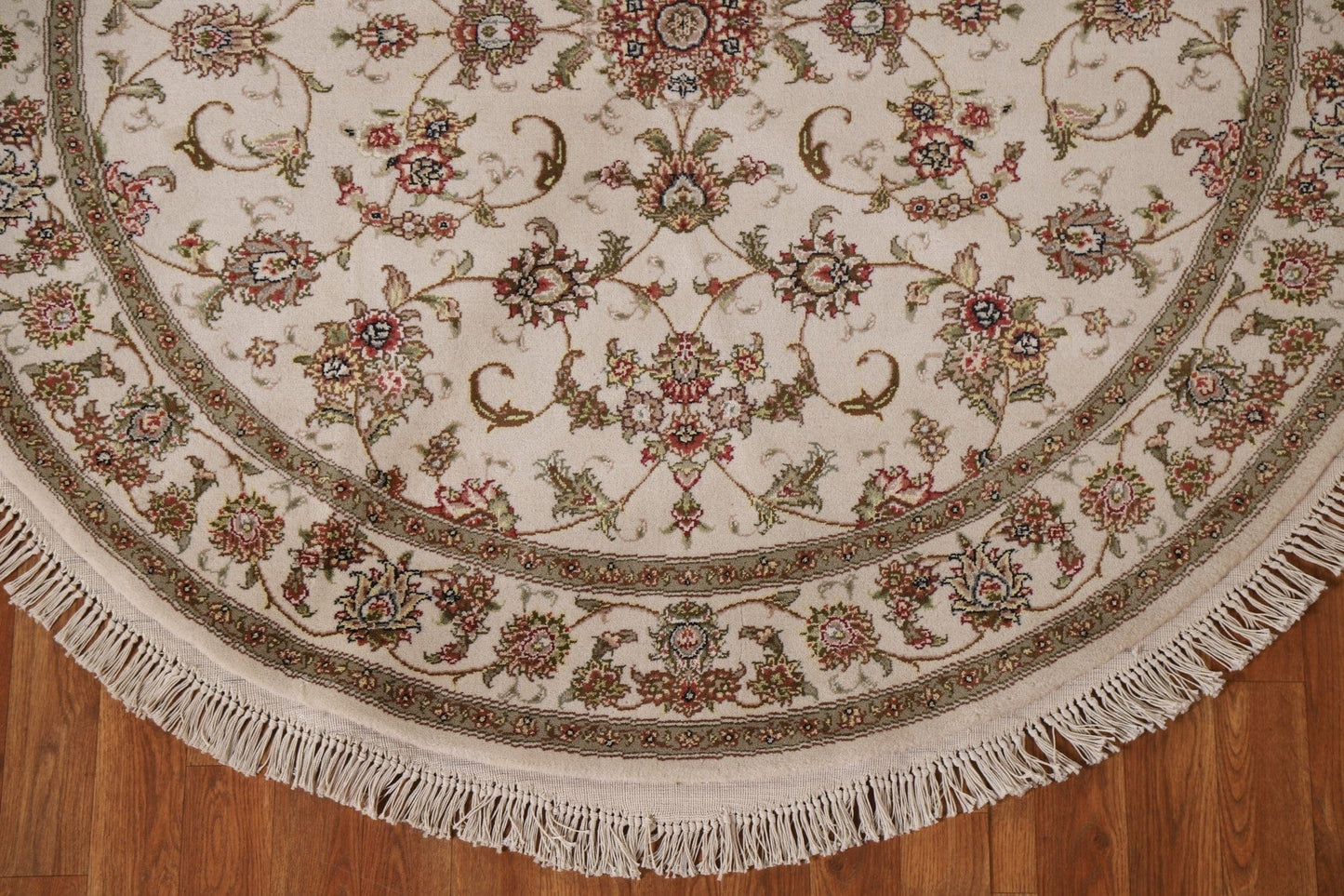 Round Floral Tabriz Oriental Area Rug 5x5