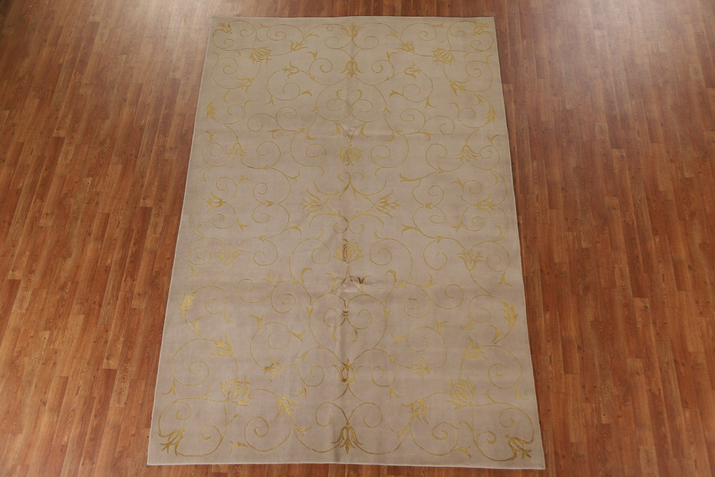 Floral Art Deco Wool & Silk Area Rug 7x10