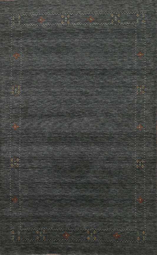 Charcoal Wool Gabbeh Area Rug 7x10