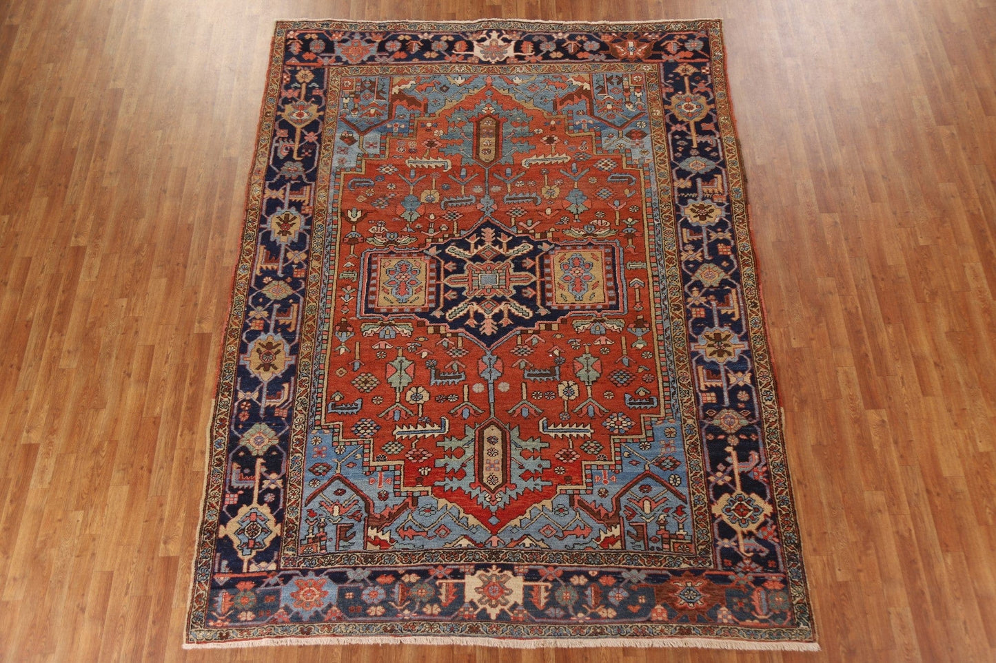 Antique Vegetable Dye Heriz Serapi Persian Area Rug 8x11