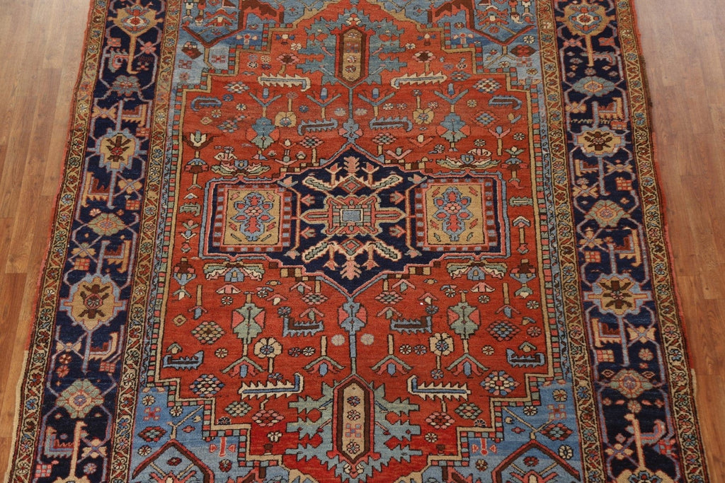 Antique Vegetable Dye Heriz Serapi Persian Area Rug 8x11