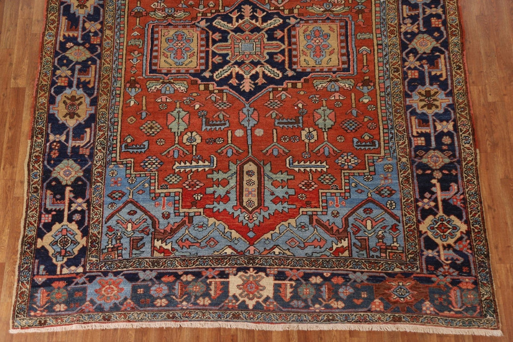 Antique Vegetable Dye Heriz Serapi Persian Area Rug 8x11