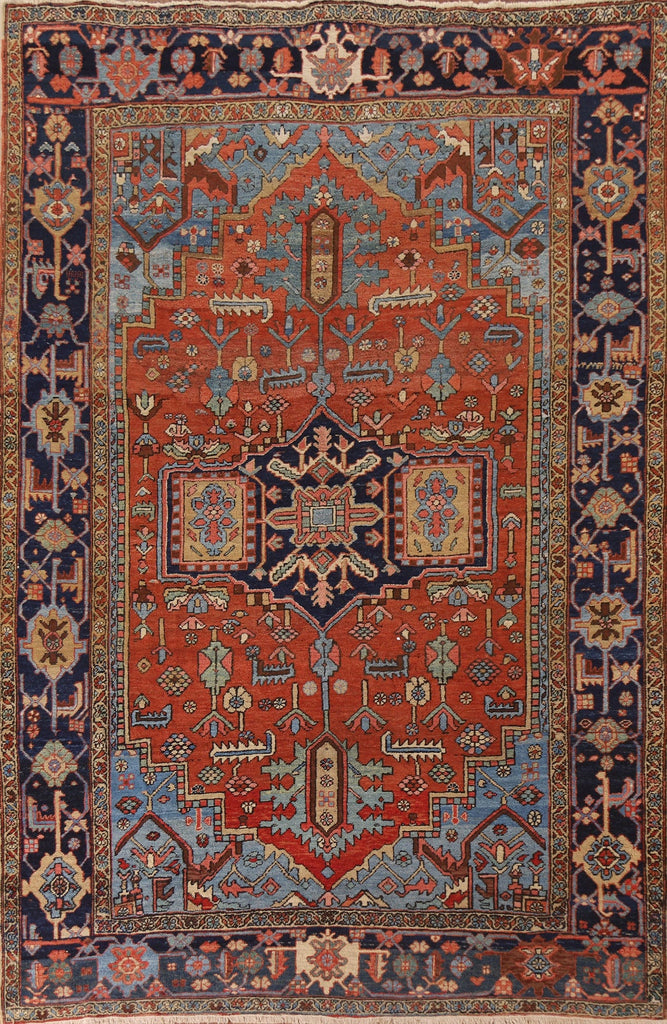 Antique Vegetable Dye Heriz Serapi Persian Area Rug 8x11