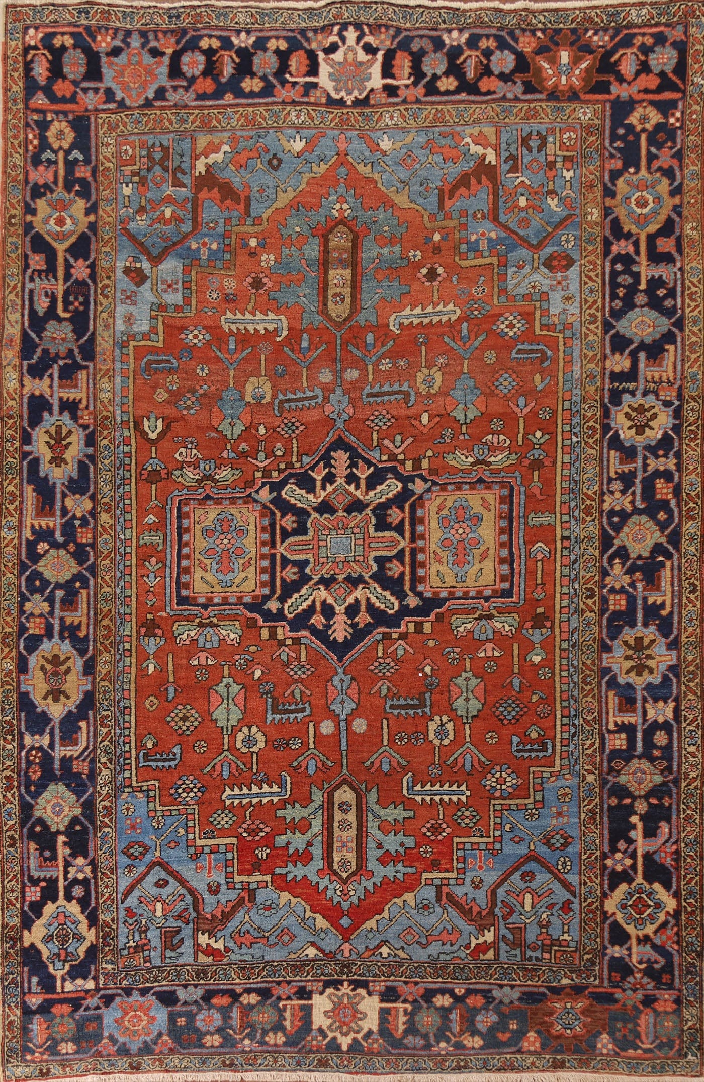 Antique Vegetable Dye Heriz Serapi Persian Area Rug 8x11