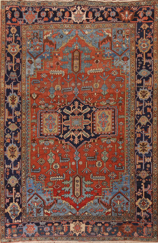 Antique Vegetable Dye Heriz Serapi Persian Area Rug 8x11