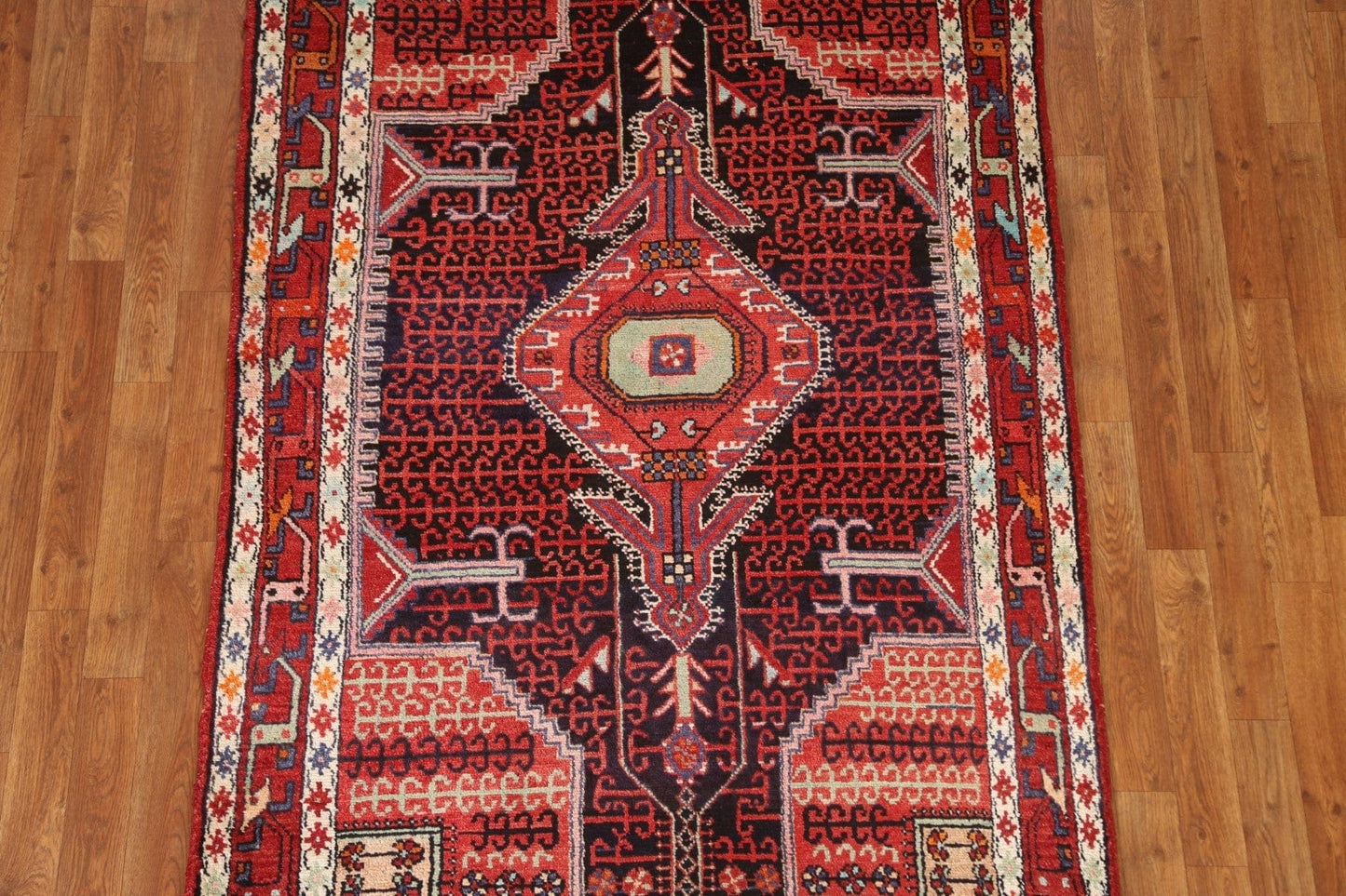 Geometric Hamedan Persian Area Rug 4x7