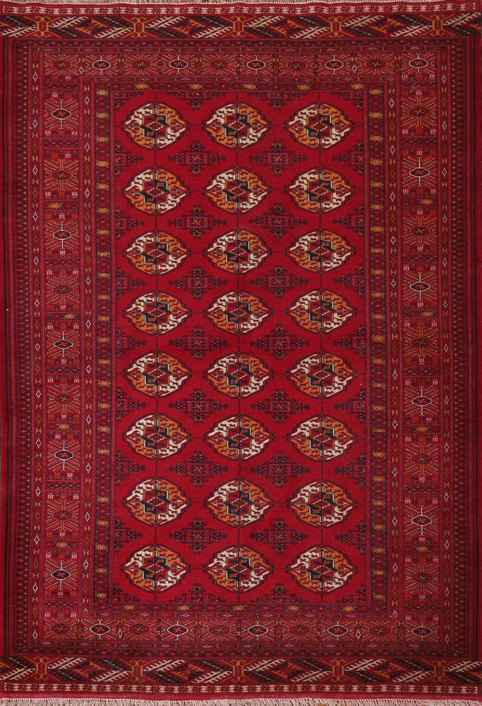 Red Bokhara Geometric Area Rug 5x6