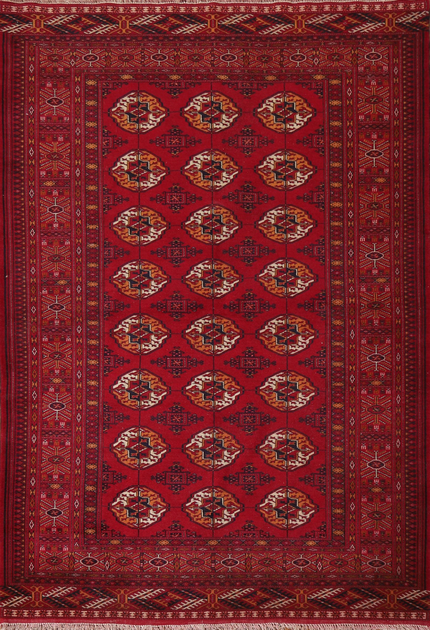 Red Bokhara Geometric Area Rug 5x6