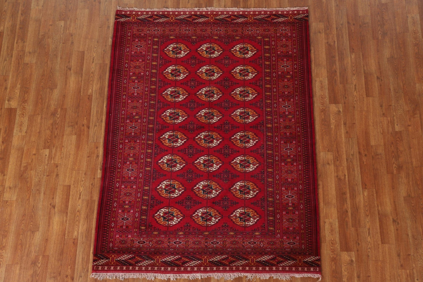 Red Bokhara Geometric Area Rug 5x6