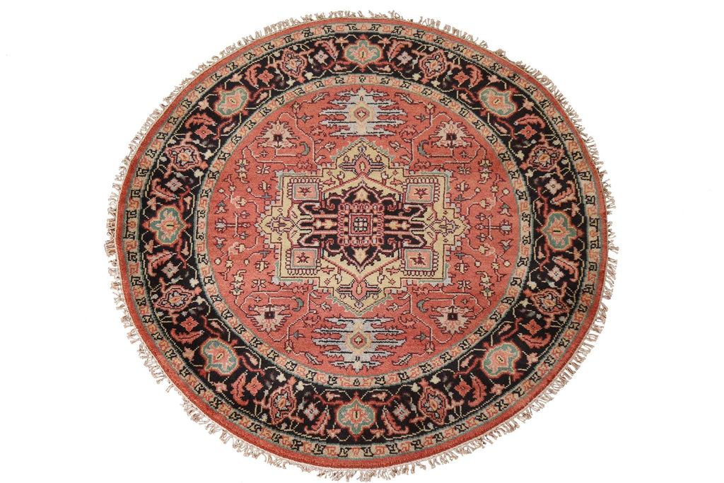 Round Heriz Serapi Area Rug 6x6