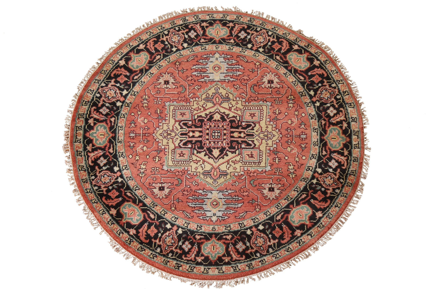 Round Heriz Serapi Area Rug 6x6