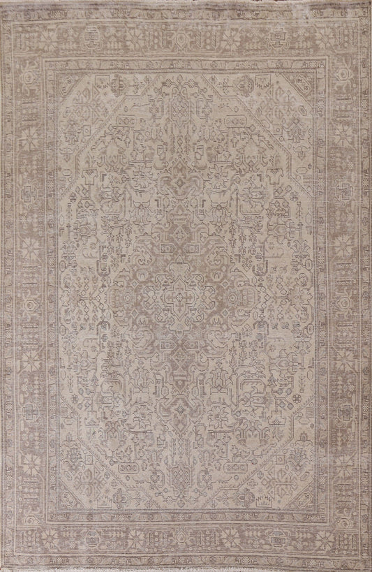 Distressed Geometric Tabriz Persian Area Rug 7x9