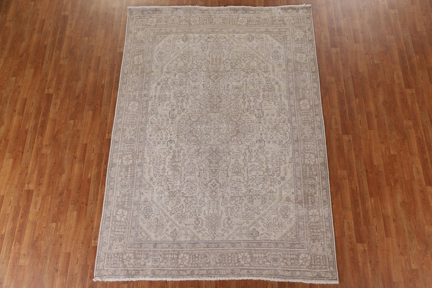 Distressed Geometric Tabriz Persian Area Rug 7x9