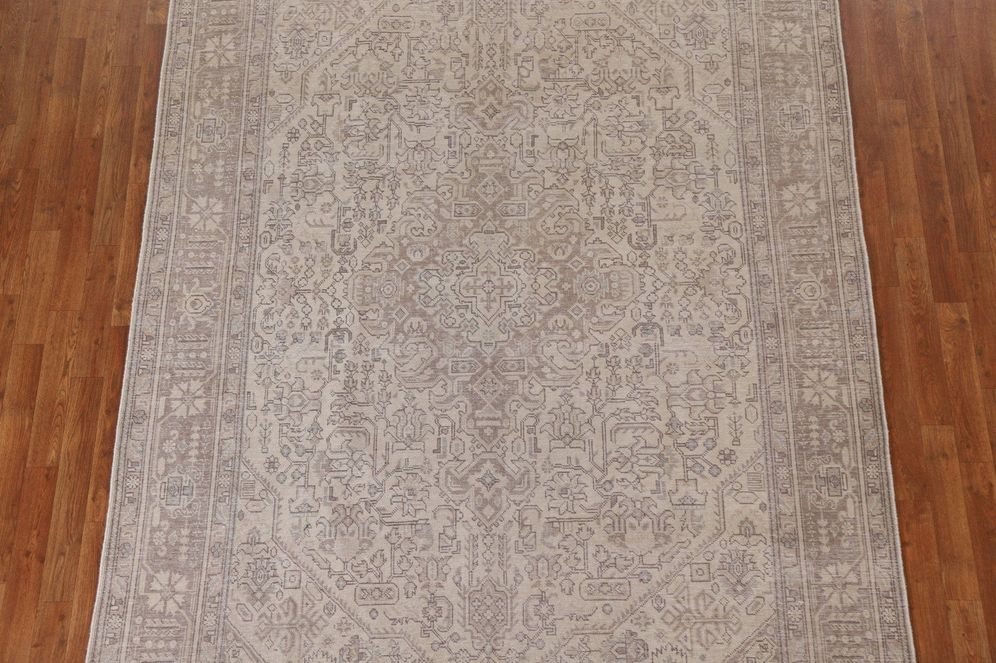 Distressed Geometric Tabriz Persian Area Rug 7x9