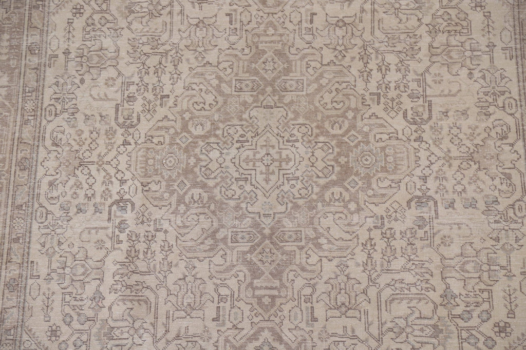 Distressed Geometric Tabriz Persian Area Rug 7x9