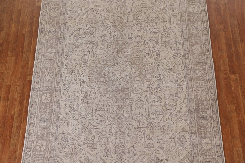 Distressed Geometric Tabriz Persian Area Rug 7x9