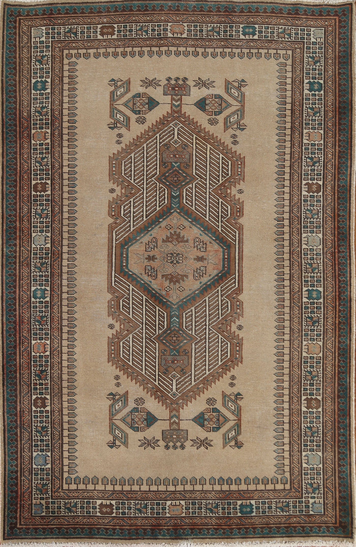 Tribal Wool Meshkin Persian Area Rug 4x6