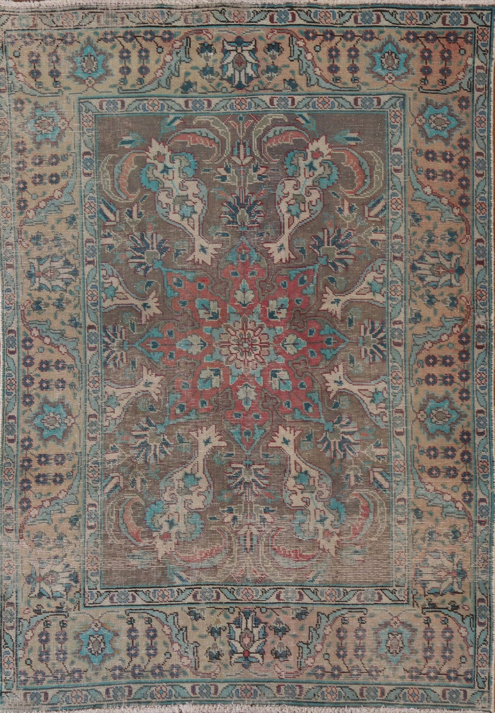 Distressed Over-Dyed Tabriz Persian Area Rug 4x6