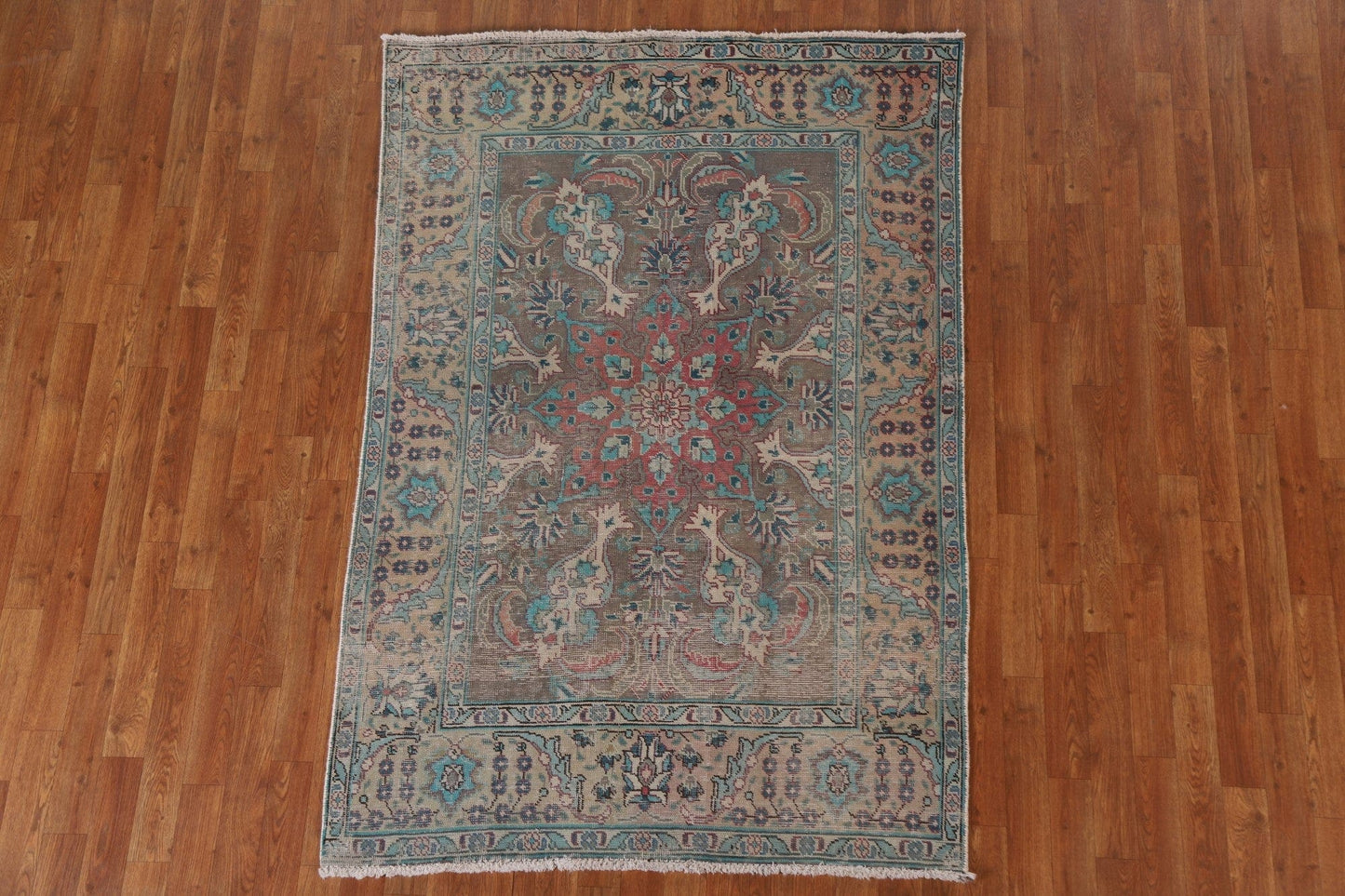 Distressed Over-Dyed Tabriz Persian Area Rug 4x6